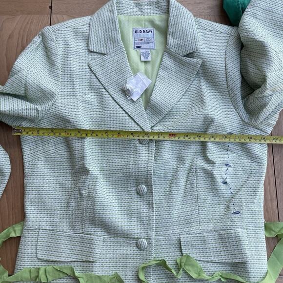 VTG‎ Old Navy Blazer Womens L Jacket Y2K Brat Green Career Coat Bow Ribbon - Picture 6 of 7